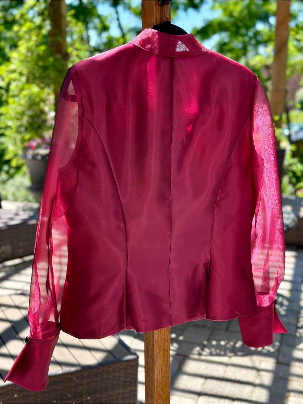 Alex Evenings Shimmer Organza Jacket or Top Raspberry Pink Evening Mother Bride - Picture 8 of 15